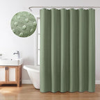 Inhousolu Fabric Shower Curtain Waffle Weave, Sage Green 230 GSM Heavy Duty, Weighted Hem, 20 Metal Hooks, Water Repellent, Machine Washable, Hotel Spa Luxury Bath Curtain Set, 108 x 72 Inch