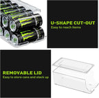 2 Pack Tall Skinny Can Organizer for Refrigerator, Stackable Large Soda Cans of 16oz & 17oz Beverage Energy Drink Container Holder Dispenser with Lid for Fridge, Clear Storage Plastic Bins