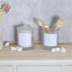 Qtip Holder & Cotton Pad Dispenser, Bathroom Organizer and Storage Canisters, 16oz Glass Apothecary Jars for Kitchen, Restroom - Home Decor, Room Decor Aesthetic (2 Pack, Frosted White)