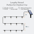 Brightech Ambience Pro Solar Powered Outdoor String Lights - Commercial Grade Patio Lights with 27 Ft Edison Bulbs - Shatterproof LED Solar String Lights - 1W LED, Warm White Light