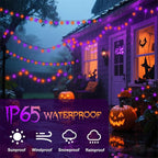 echosari Connectable 400 LED Halloween String Lights, Motion Sensor Scary Sound 66Ft Orange and Purple Halloween Lights Outdoor Waterproof 4 Sound Effects for Yard Party Tree Decor