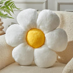 White Flower Pillow, 19.6In Floor Pillow Cushion, Cute Flower Shaped Throw Pillow, Home Decorative Pillows for Sofa, Couch, Bed