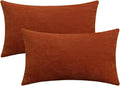 Jeneoo Burnt Orange Decorative Throw Pillow Covers Soft Chenille Comfy Rust Lumbar Couch Cushion Cases Decor (Set of 2, 12 x 20 Inches)