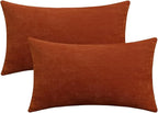Jeneoo Burnt Orange Decorative Throw Pillow Covers Soft Chenille Comfy Rust Lumbar Couch Cushion Cases Decor (Set of 2, 12 x 20 Inches)