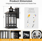 Distance-Adjustable Outdoor Lights for House, Modern Black Motion Sensor Outdoor Light with Gold Trim, Waterproof Dusk to Dawn Exterior Lighting Fixtures, Anti-Rust Outdoor Lanterns for Porch, Garage