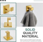 Angle Simple Towel Hook, SUS 304 Stainless Steel Hand Towel Holder for Bathroom, Wall Coat Hook, Brushed Gold