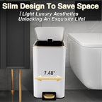 White Bathroom Accessories Set 8 Piece White and Gold Bathroom Set, Bathroom Sets with Stainless Steel Trash Can,Toilet Brush,Toothbrush Set,Soap Dispenser