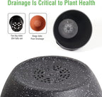 WOUSIWER Plant Pots 10/9/8 inch, Set of 3 Modern Decorative Plastic Planters with Drainage Holes and Saucers for House Plants Indoor Flowers Plants, Black with White Speckles