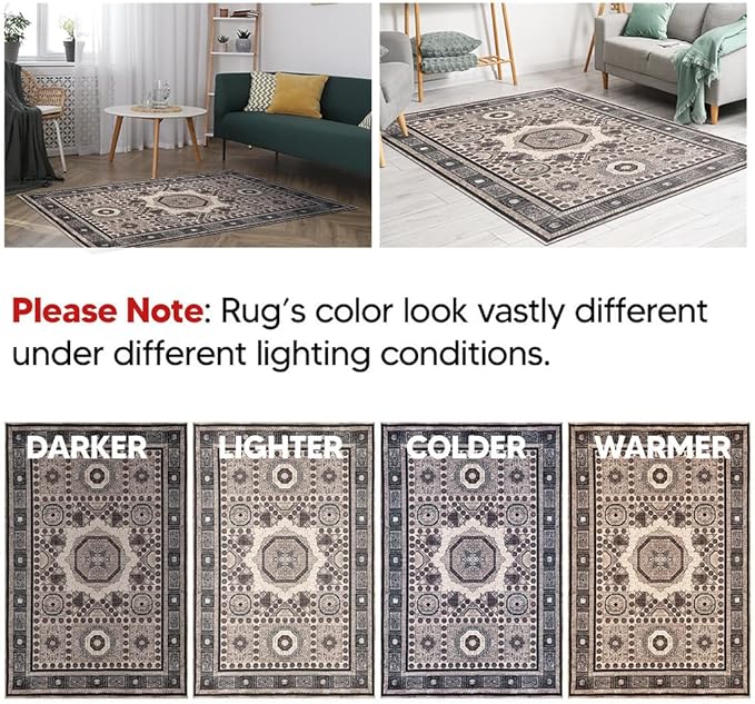 Keen Home Design 2x3 Rug - Machine Washable Entry Rug with Non-Slip Backing, Ideal for Enteryway, Kitchen, Bathroom, Laundry Room - Vintage, Easy Clean, Durable, Low Pile Rug - (2' x 3')