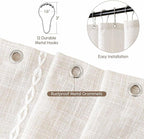 WELTRXE Boho Long Shower Curtain, Modern Farmhouse Shower Curtain Set with Tassels, Rustic Bathroom Decor, Heavy Duty Fabric Water Repellent with Hook, Beige/Cream, 72x78 Inches