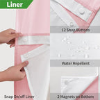 Long No Hooks Needed Linen Textured Shower Curtain with Snap-in Fabric Liner Set,Hotel Luxury Decor Shower Curtains for Bathroom,Waterproof & Washable,71Wx80H,Pink