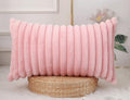 PANOD Faux Fur Decorative Lumbar Throw Pillow Covers 12 x 26,Long Boho Lumbar Pillow Covers Pillow Case Cushion Case for Bed Sofa Farmhouse Livingroom,Pink