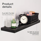BAOBAB WORKSHOP Wood Floating Shelves for Bathroom Wall - Black Shelf 24 inch - Solid Wood Shelves for Wall for Bedroom Kitchen Living Room - Black Floating Shelves - 24 x 6.7 Inch, Set of 2