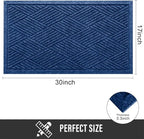 Sturdy Front Door Mat, Absorbent Muddy Dirt Resist Welcome Door Mats Outdoor Indoor, Stain and Fade Resistant, Non-Slip Rubber Backing Low Profile Doormat for Entryway, 30×17, Blue