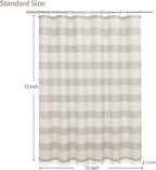 Boho Farmhouse Beige Heavyweight Shower Curtain with Tassels, 350GSM Cotton Linen Natural Fabric Shower Curtain Water Repellent, 72x72 Inch Khaki Tan Striped Country Bathroom Shower Curtains