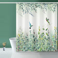 Green Leaf Shower Curtain, Emerald Bird Mint Green 72 “W x 72” L with 12 Hooks, Weighted Hem Bathroom Shower Curtain, Hummingbird Shower Curtains Water Resistant