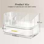 Delamu Makeup Organizer for Vanity with Stackable Drawers, 360 Rotating Makeup Brush Holder Large Cosmetic Display Case for Dresser, Bathroom Countertop Skincare Organizers and Storage, Crystal Clear