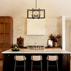 26'' Black Chandelier, Modern Farmhouse 8-Light Pendant Lighting Fixture for Dining Living Room Kitchen Entryway, Geometric Metal Large Adjustable Hanging Chandelier Lamp