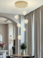6-Lights Chandeliers for Dining Room Modern Gold Chandeliers for High Ceilings Crystal Pendant Light Fixture for Living Room Kitchen Island Foyer Hallway Bar