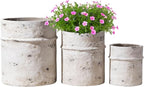 Yundu Concrete Planter Set of 3, 14.5 & 12 & 10.2 inch Plant pots, Modern White Concrete Planter with Drain Hole, Office and Home Décor, Indoor and Outdoor Décor