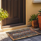 Door Mat Welcome Mat, Heavy Duty Door Mat 17.7 x 29.5 Inch Front Rug Doormat for Outdoor Entrance Home Non-Slip Rubber Rug for Front Door, Outside, Entryway, Patio (Brown Welcome)