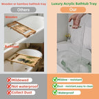 31" Silver Handles Luxury Bathtub Tray Caddy for Bath tub Table Tray with Silver Handles for Bathroom Bath Accessories Storage Organizer tub Tray