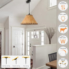 3 Pack Farmhouse Style Industrial Pendant Light,Empire Shape Chandelier,Kitchen Island Vintage Barn Hanging Pendant Lighting,Hanging Lighting Fixture Over Sink for Dining Room
