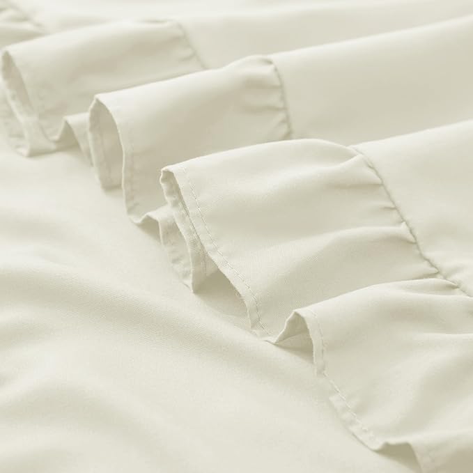 KKJIAF Ruffle Body Pillow Cases Set of 1, Ruffled Pillow Covers with Envelope Closure, Wrinkle Resistant Ruffled Long Pillow Shams 20" x 54", Beige