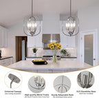 Nickel Chandelier Light, Modern Farmhouse Chandeliers for Dining Room Light Fixture, Adjustable Pendant Lights Kitchen Island Foyer Lighting Fixtures Rustic Kitchen Chandelier for Entryway Living Room