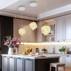 1-Light Modern Chrome Pendant Light Fixtures for Kitchen Island Small Hanging Crystal Chandelier for Bedroom Entryway Living Room Foyer Hallway LED Dimmable Chandeliers for Dining Room