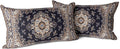 Snycler Boho Throw Pillow Covers 12x20 inch Set of 2 Black Medallion Border Area Rug Double Sided Pattern Cotton Soft Pillow Case Cushion Cover Pillowcase for Couch Sofa Bed Decorative