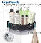 Shower Caddy Shelf Rack, Self Adhesive Shower Shelves with Hooks, Rustproof Bathroom Organizers and Storage, Home Decor Accessories (Triangle-Black)