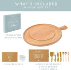 Charcuterie Board Set - Round Solid Wood Cheese Board for Serving with Accessories - House Warming Gifts for New Home, Bridal Shower & Wedding Gift, Birthday Gifts for Women