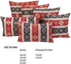 Tapestry Gobelin Red-Black 16"x16" Pillow Cover Sham Ethnic Turkish Kilim Tribal Style Throw Decorative for Home Decor, Sofa, Couch, Porch, Patio, Window Seat
