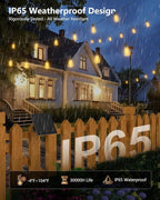 Brightown 100FT Solar String Lights Outdoor Waterproof with Remote, 31+1 LED Shatterproof Bulbs, Dimmable & Timable, 3 Light Modes - Commercial Grade Patio Lights for Garden Backyard Party Decor