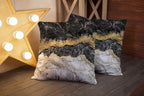CAPSCEOLL Black Gold and White Grey Art Artwork Contemporary Decorative Gray Home Decorative Throw Pillow Covers Cushion Covers for Bedroom Sofa Living Room 16X16 Inches Set of 2