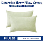 MIULEE Pack of 2 Spring Light Green Couch Throw Pillow Covers 12x20 Inch Soft Chenille Pillow Covers for Sofa Living Room Solid Dyed Pillow Cases