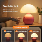 NIORSUN Mushroom Lamp Table Lamp for Bedroom, Portables Cordless Table Lamp,Wireless lamp,Small Bedside Table Touch Lamps for Living Room,Mini Mushroom 5200mAh Battery Operated Lamp Modern Pink