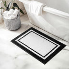 GRANNY SAYS Microfiber Bathroom Rugs Non Slip Washable, Water Absorbent Bathroom Mats for Tub Non Slip, Soft Bath Mats for Floor & Shower, Long Bath Rug, 20" x 32", Black Bath Rug