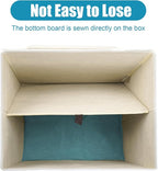 Large 17" 42 Quarts Collapsible Stackable Storage Bins with Lids [3-Pack] Foldable Fabric Linen Storage Boxes Cube, Closet Organizer Baskets with Label for Home (16.7 x 12 x 12", Teal & White)