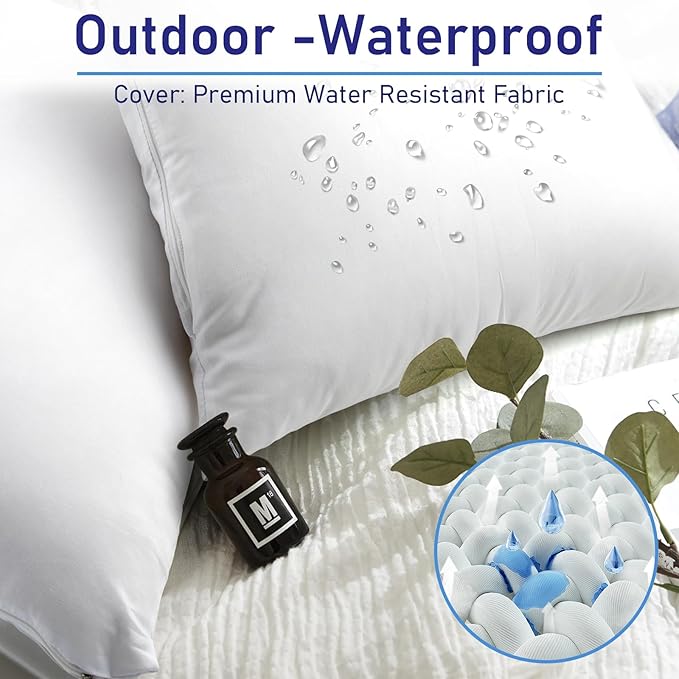 Pack of 4 16x16 Outdoor Pillow Inserts, Water Resistant Throw Pillow Inserts, Cushion Inner Pads for Patio, Furniture, Sofa, Bed, Living Room, Garden Decorative Waterproof Pillow Inserts