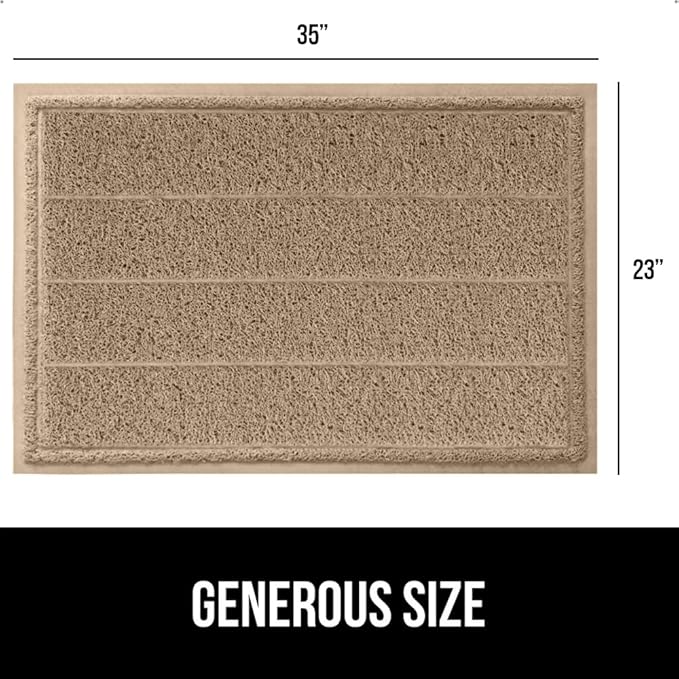 GORILLA GRIP Dirt Grabber Mesh Doormat, Low-Profile, Stain and Fade Resistant Heavy Duty Quick Dry Striped Doormats, Mats for Indoor or Outdoor Entry, Shoe Scraper, Garage Entrance Mat 35x23, Taupe