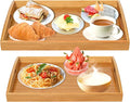 2 Pack Bamboo Serving Tray with Handles, Portable Bed Tray for Breakfast Dinner, Eating Trays for Living Room,Restaurants