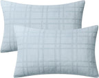 MIULEE Decorative Linen Check Lumar Throw Pillow Covers Neutral Farmhouse Vintage Pillow Covers 12x20 Set of 2 Boho Modern Home Decor for Sofa Couch Bedroom Cushion Coastal Blue