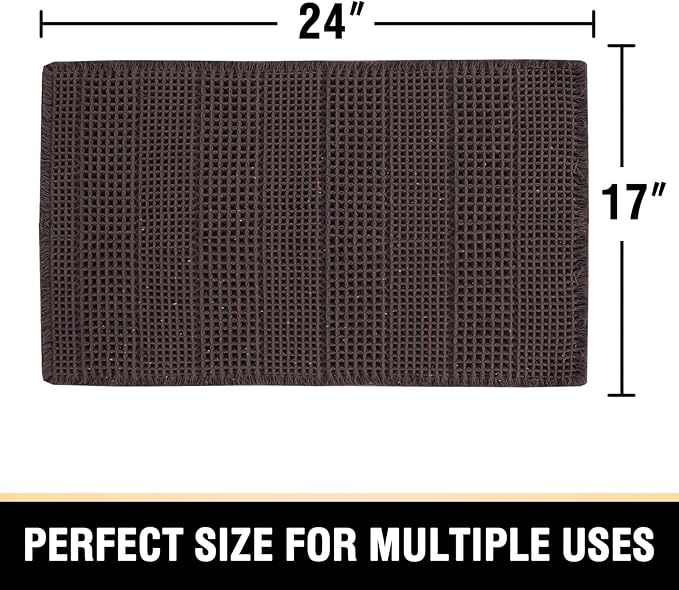 H.VERSAILTEX Upgraded Waffle Bath Mat Super Absorbent Bathroom Mats Non Slip Bath Rugs for Bathroom Floor Machine Washable Dry Fast Bathroom Rugs for Beside Tub, 17" x 24", Chocolate