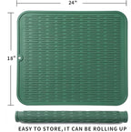 Silicone Dish Drying Mat for Multiple Usage,Easy clean,Eco-friendly,Heat-resistant Silicone Mat for Kitchen Counter or Sink,Refrigerator or Drawer Liner Green 2XL 24 inches x 18 inches