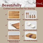 Marble Acacia Charcuterie Board Set (Premium Design Not Bamboo) – Cheese Platter Meat and Cheese Tray Medium Board for Small Gatherings Elegant Cheeseboard Gift
