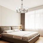 Modern Chandelier Brushed Nickel Finish 8 Lights, Dining Room Lighting Fixtures Hanging Industrial Pendant Lighting for Kitchen Island