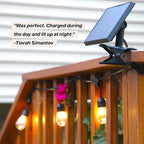 Brightech Ambience Pro 27 Ft Solar Powered Outdoor String Lights - Commercial Grade Waterproof Patio Lights with Edison Globes, Shatterproof LED String Lights for Patio - 2W, Warm White, 12 Bulbs
