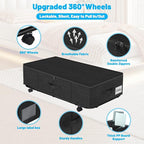 Large Sturdy Under Bed Storage with Wheels, 2 Pack 50L Rolling Underbed Storage Bins, Under Bed Containers Drawer with Metal Bottom Support, Bedroom Organizer with Lids for Clothes, Shoes, Blankets